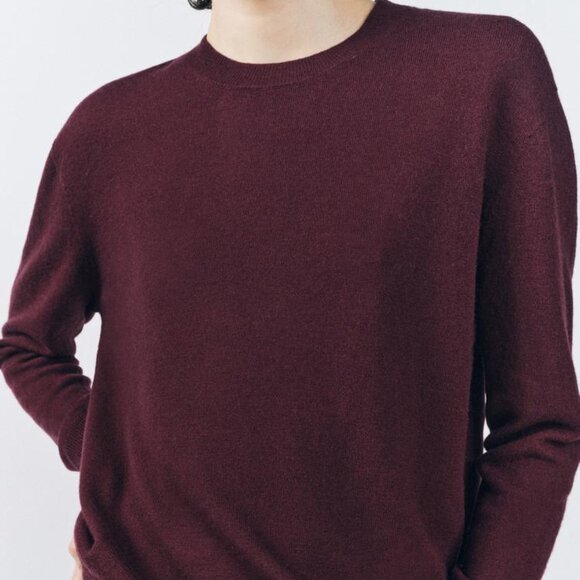 Zara 100% Wool Extra Soft Sweater Maroon Size Small NWT Fall Winter Minimalist - Picture 3 of 10